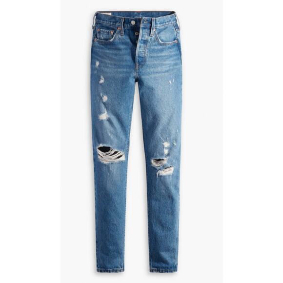 Levi 501 Womens Skinny Botton Fly Jeans Size W 25- L 30 Fly Buttons - Picture 2 of 14